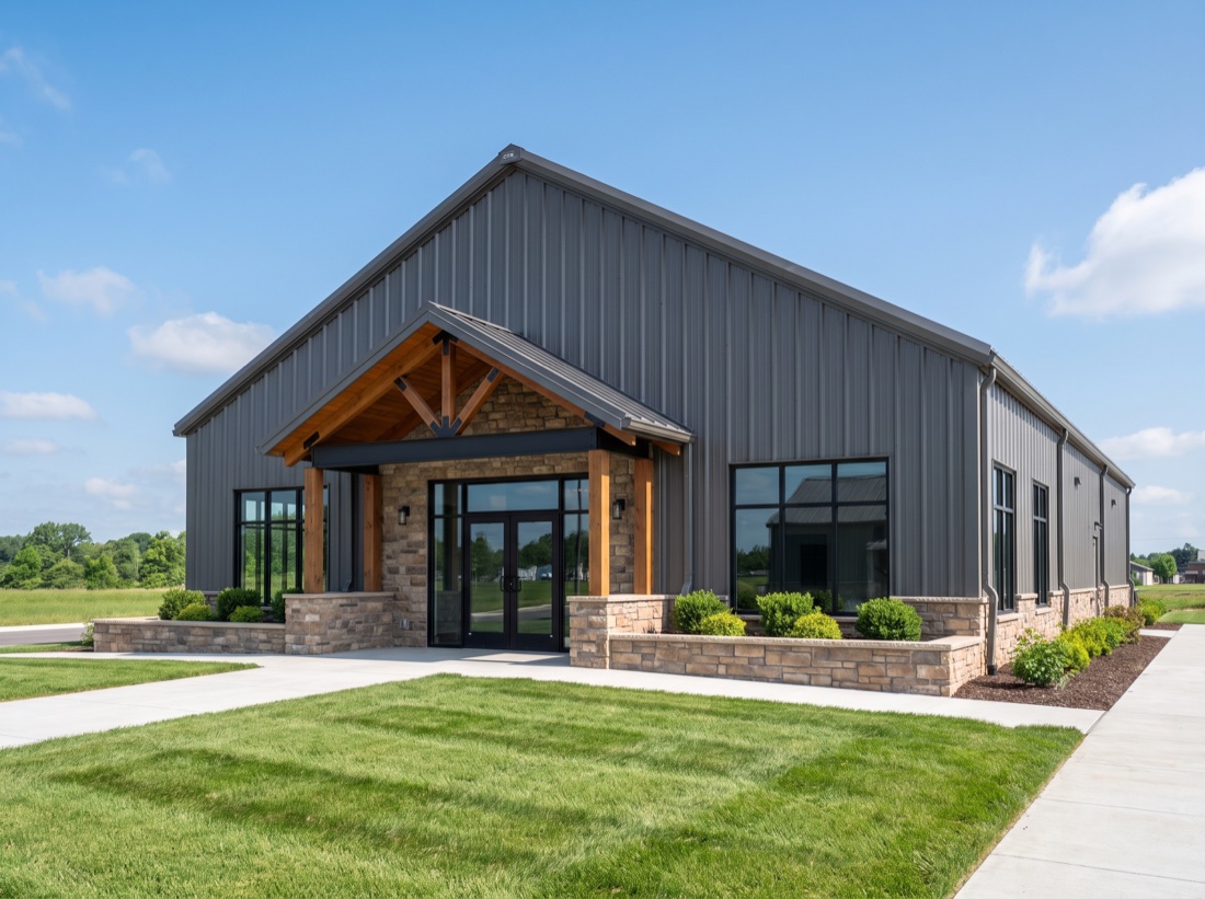 Metal building gymnasium and community hall