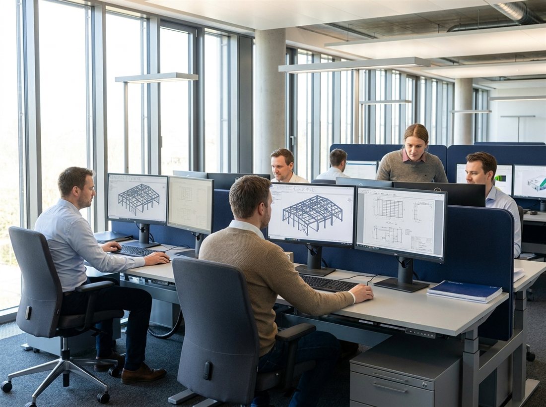 CADLIONS steel detailers and engineers working on 3D structural steel models and shop drawings